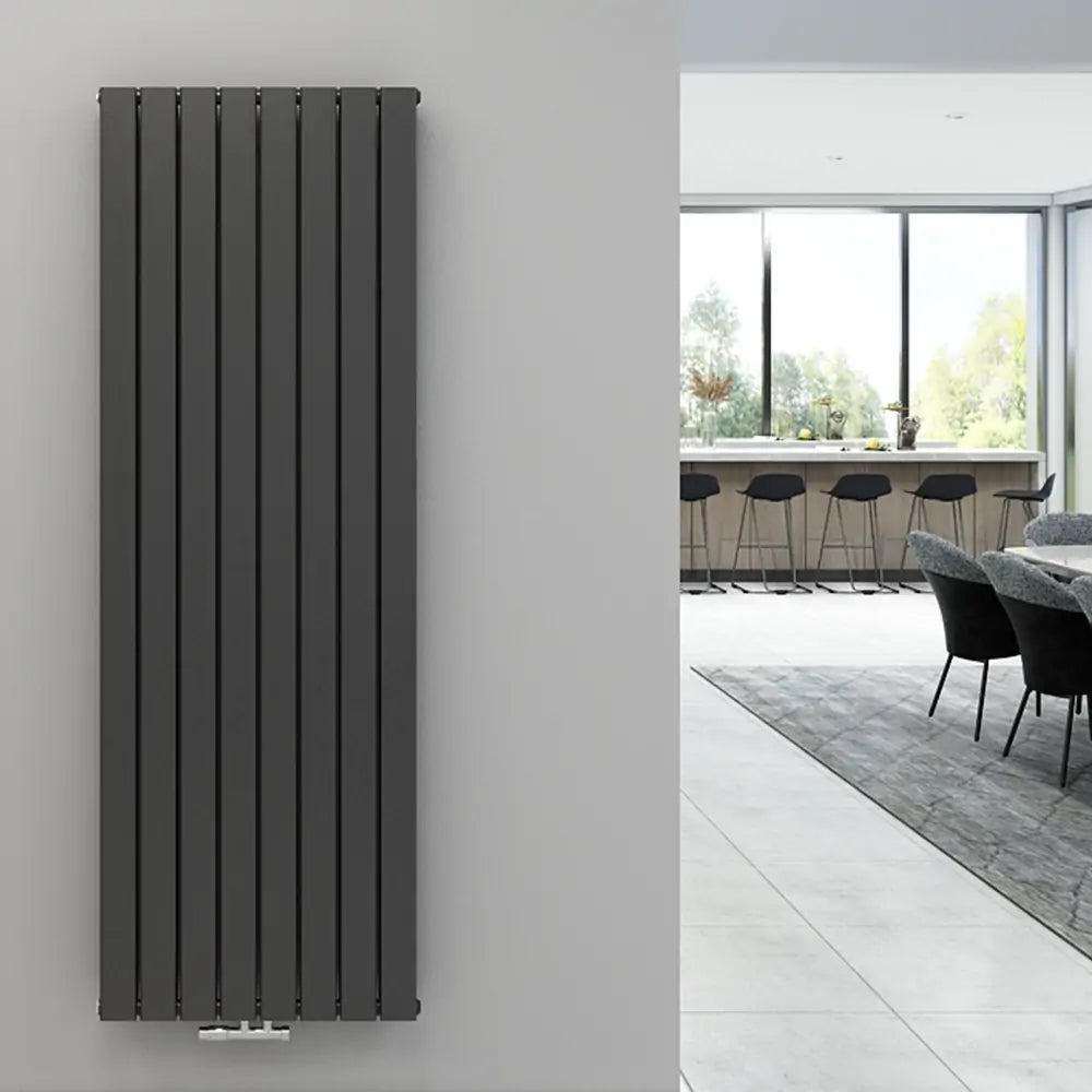 Paneelheizkörper Flachheizkörper SKYLINE Vertikal Doppellagig Mittelanschluss Anthrazit