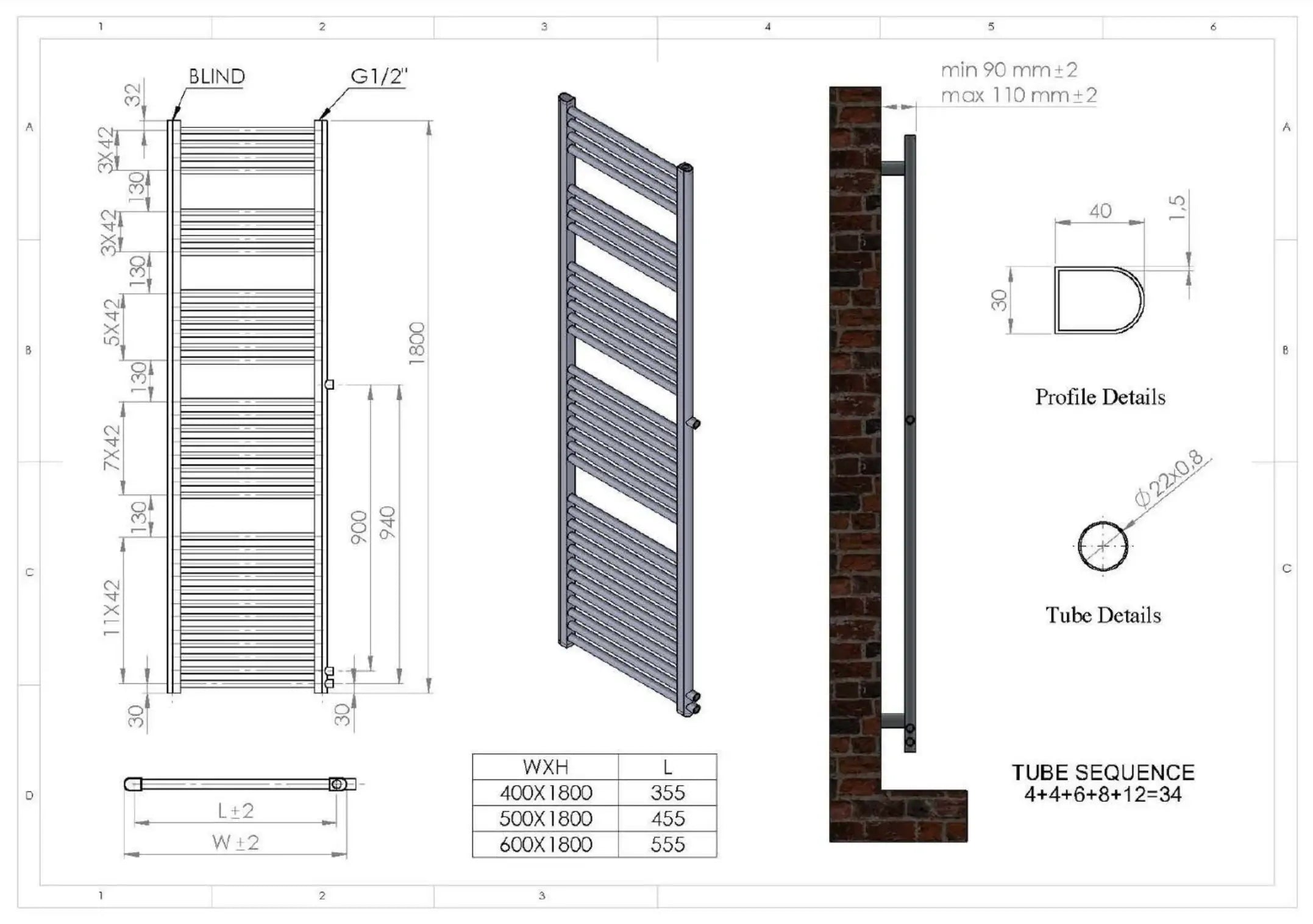 Austauschheizkörper Badheizkörper Renovierungsheizkörper ATLANTIC Anthrazit