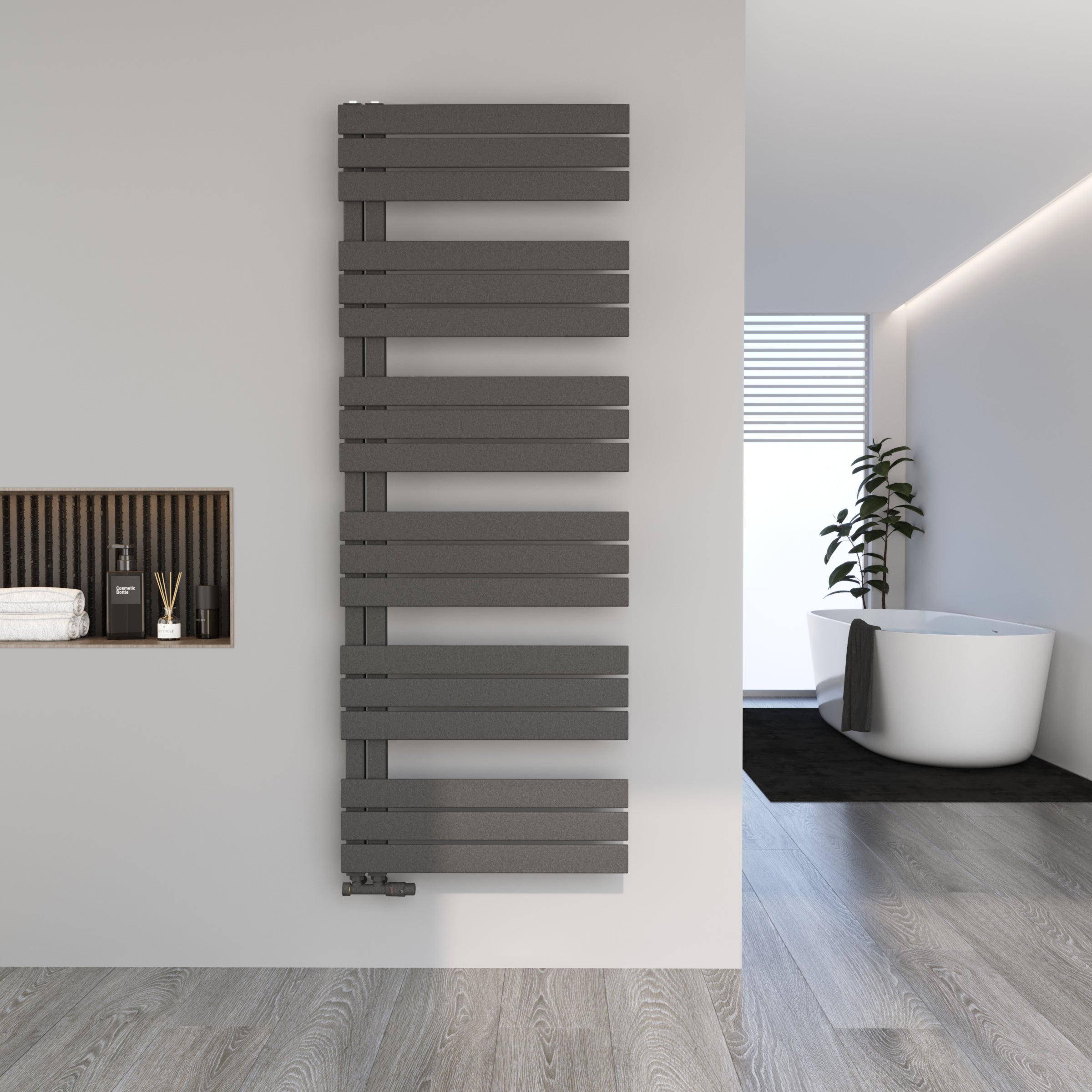 Handtuchheizkörper Design Badheizkörper ELDORA Seitlich offen rechts oder links Anthrazit