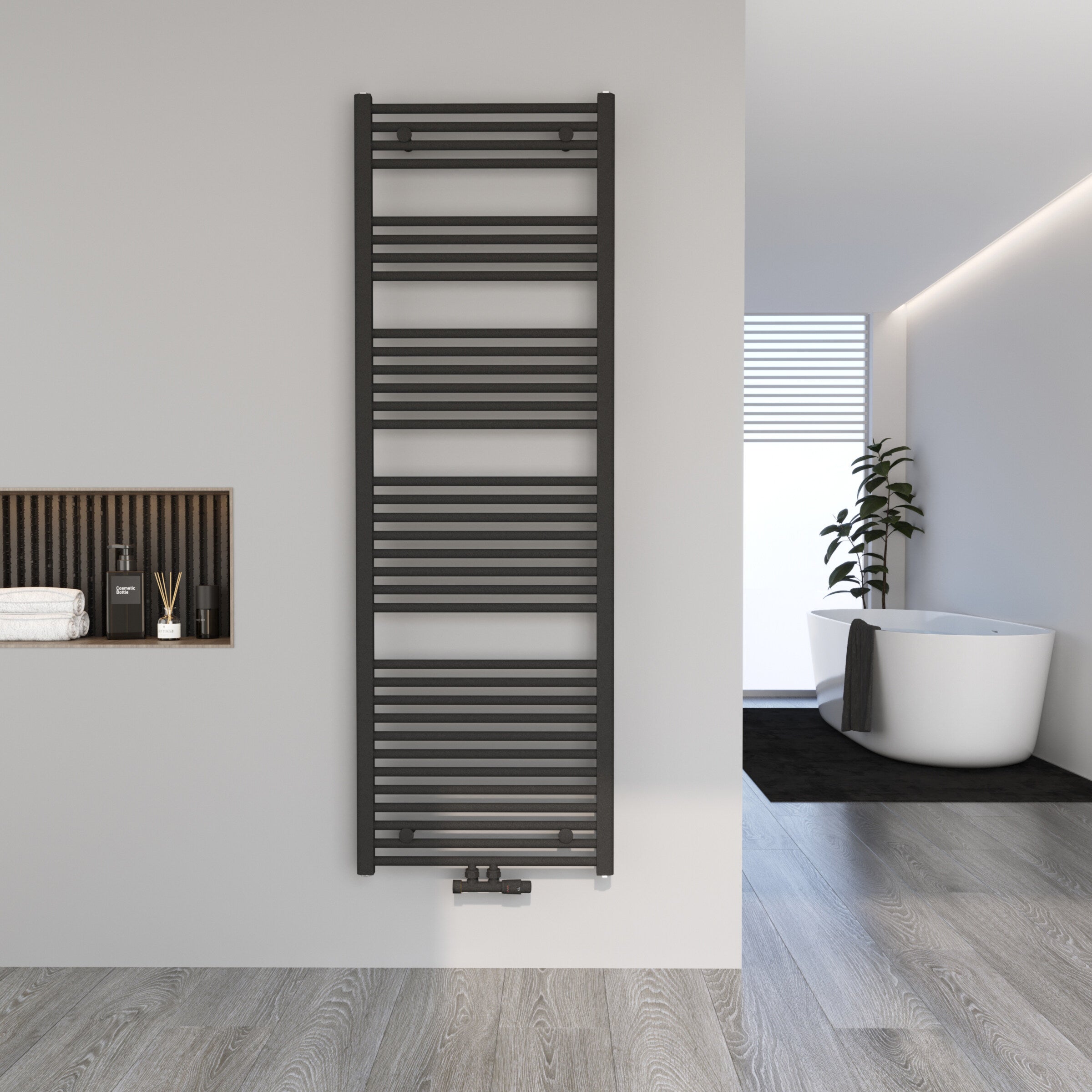 Badheizkörper Handtuchheizkörper Handtuchwärmer ATLANTIC Schwarz Mittelanschluss
