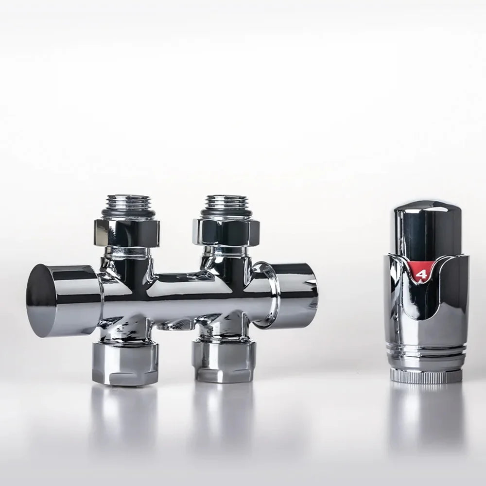 Multiblock Thermostat Set für Badheizkörper Eck- und Durchgangsform 16mm Rohranschluss