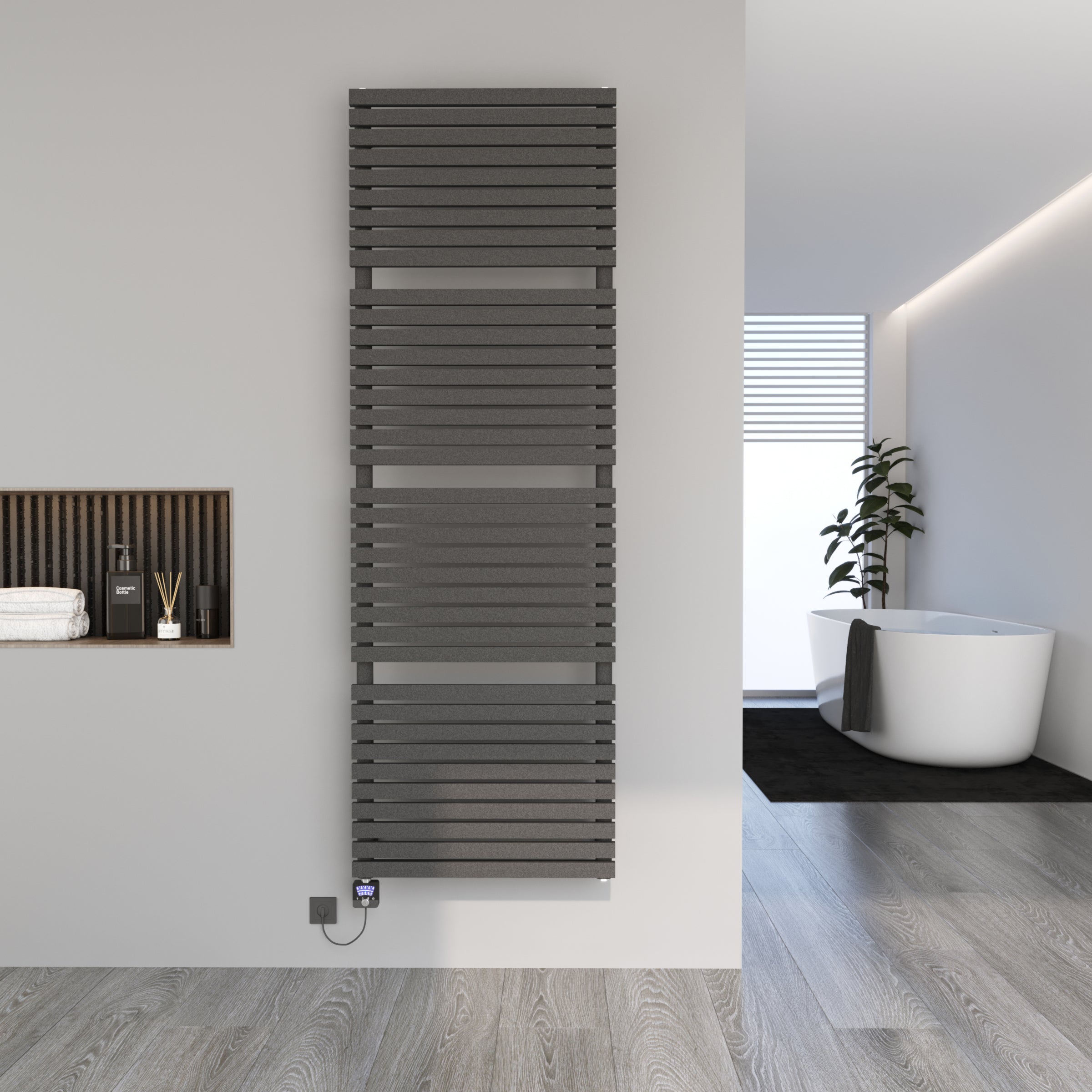 Handtuchheizkörper Badheizkörper Paneelheizkörper ZEUGMA Elektrisch inkl. Heizstab Anthrazit