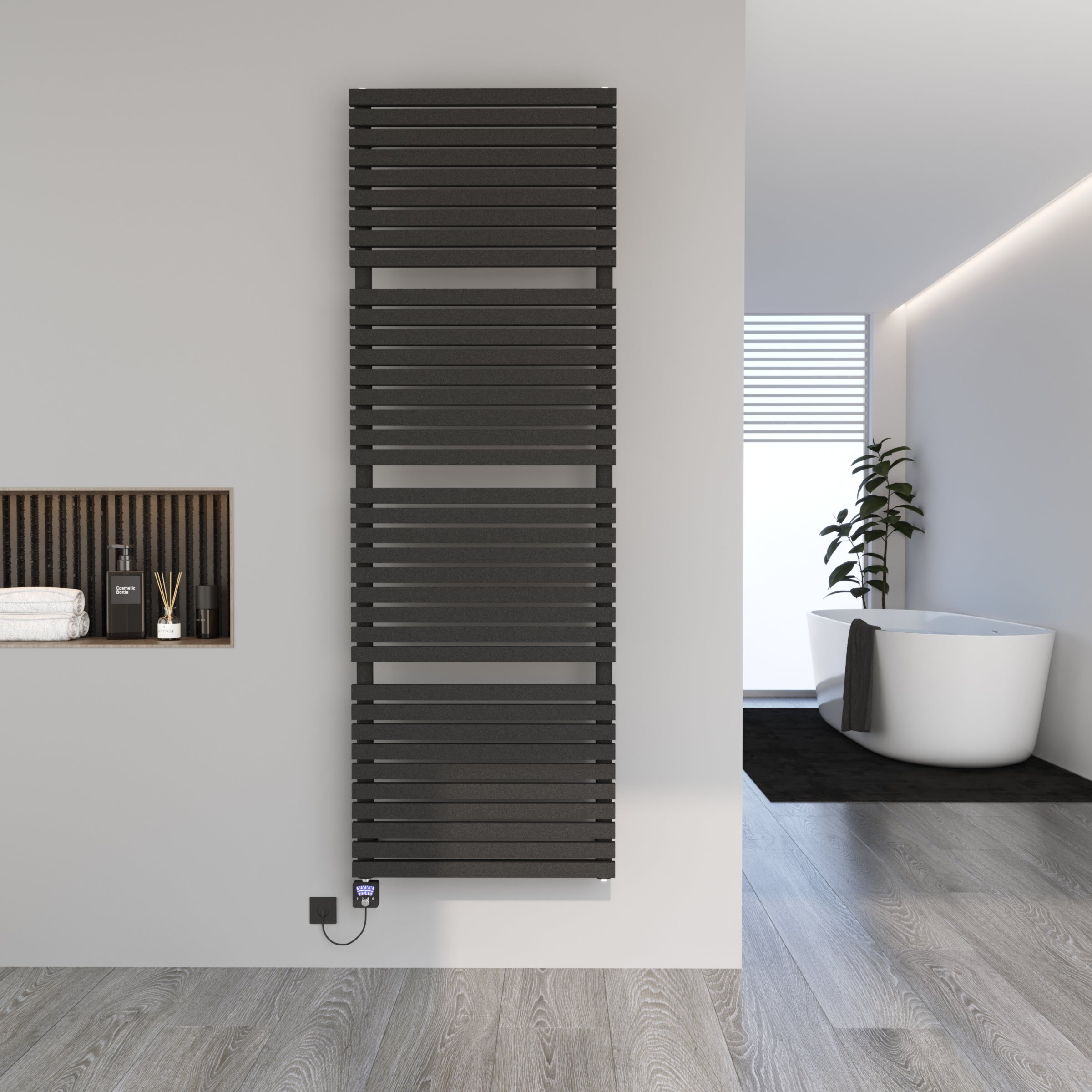Handtuchheizkörper Badheizkörper Paneelheizkörper ZEUGMA Elektrisch inkl. Heizstab Schwarz