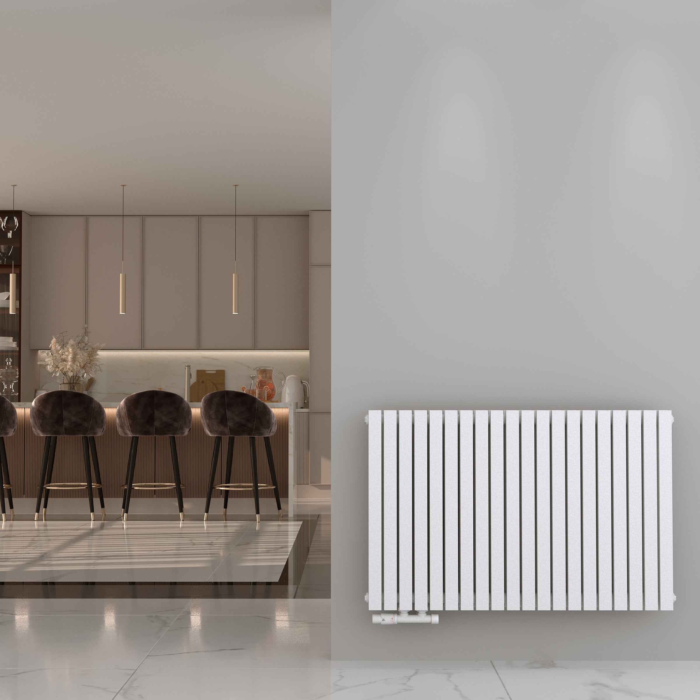 Wohnraumheizkörper Paneelheizkörper ZEUS Horizontal Doppellagig Mittel- und Seitenanschluss Schwarz