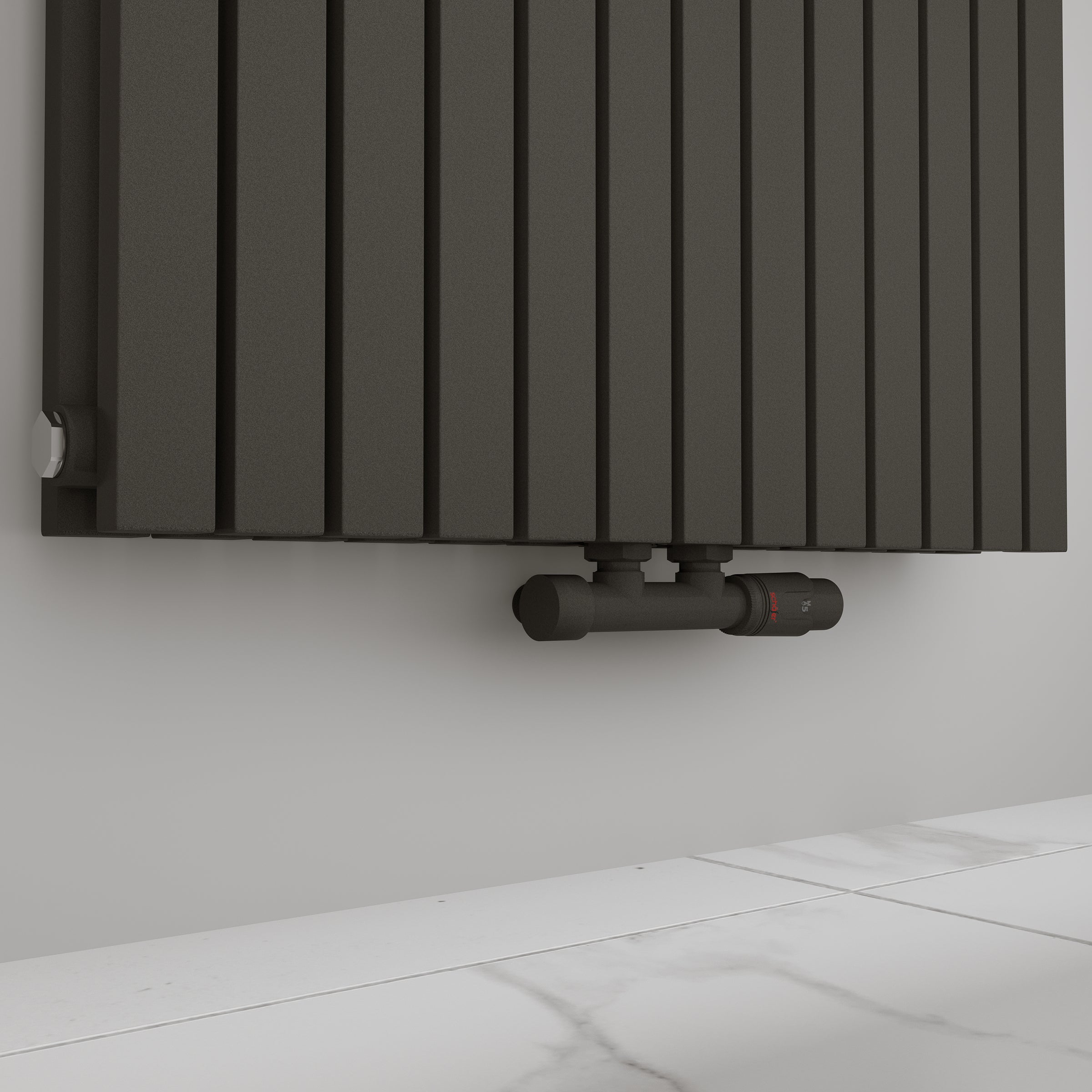 Wohnraumheizkörper Paneelheizkörper ZEUS Vertikal Doppellagig Mittelanschluss Anthrazit