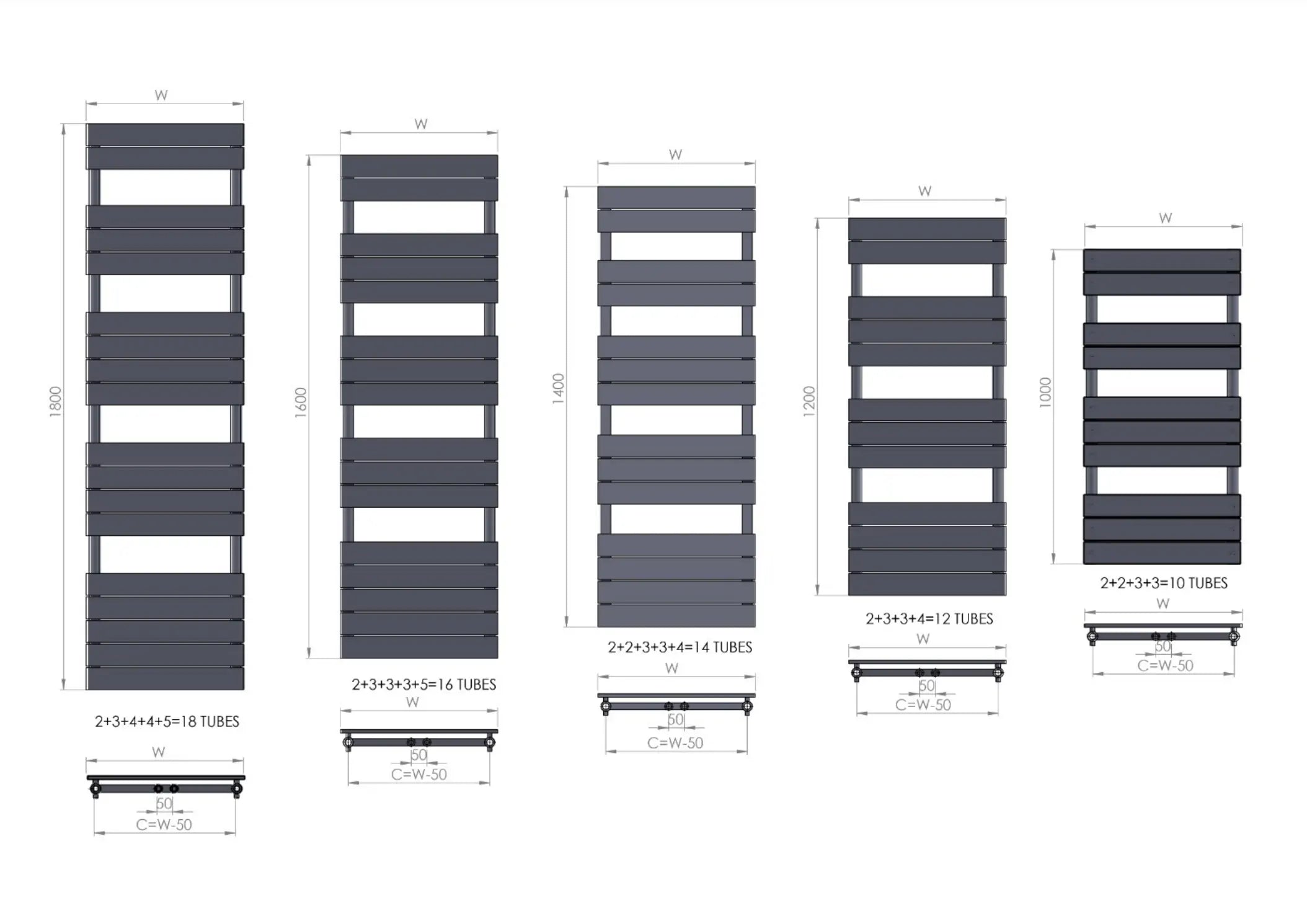 Handtuchheizkörper elektrisch Badheizkörper Handtuchwärmer PANDORA inkl. Heizstab Anthrazit