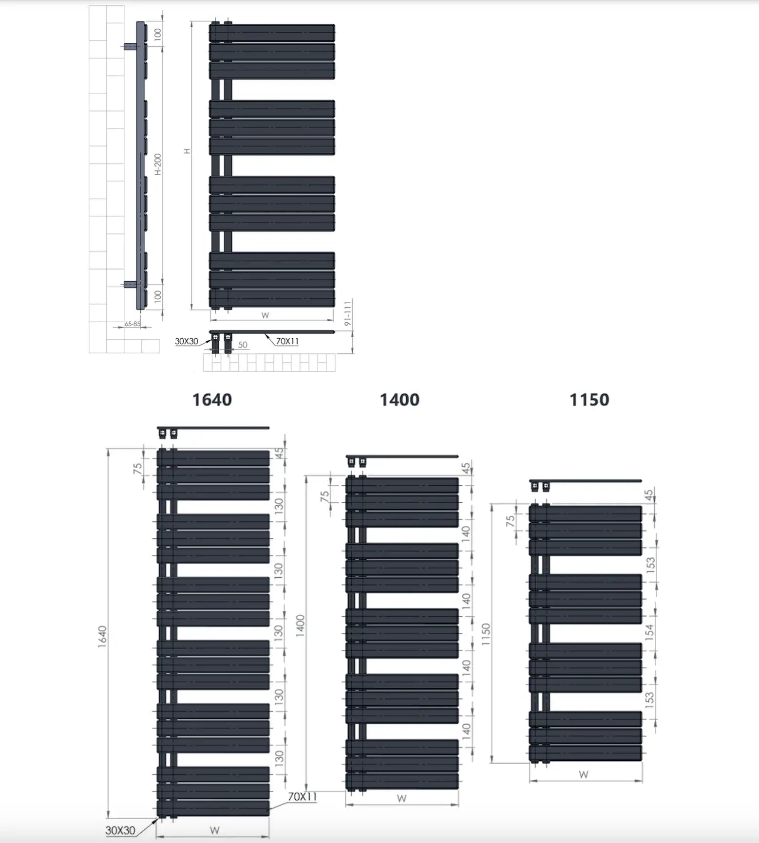 Handtuchheizkörper Design Badheizkörper ELDORA Seitlich offen rechts oder links Weiß