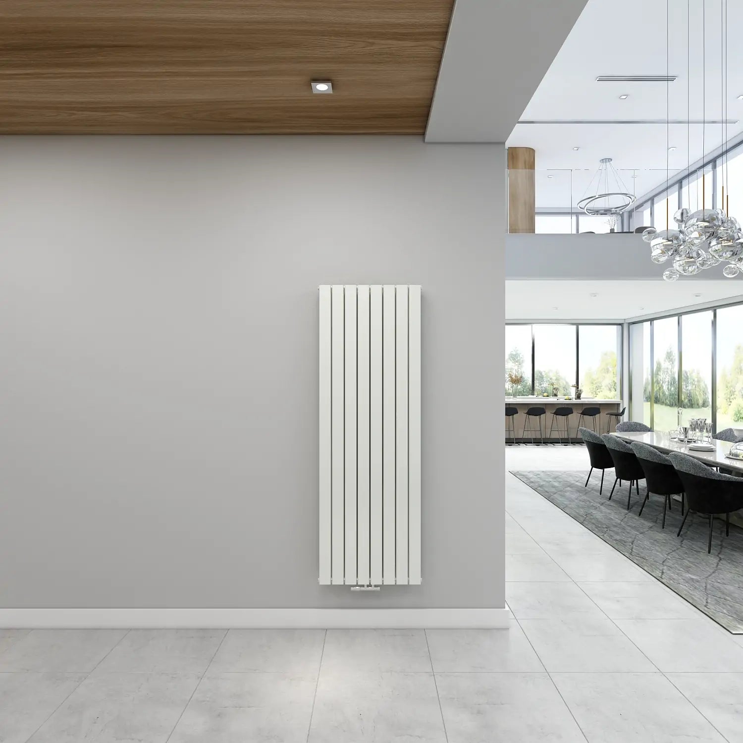 Paneelheizkörper Flachheizkörper SKYLINE Vertikal Doppellagig Mittelanschluss Weiß