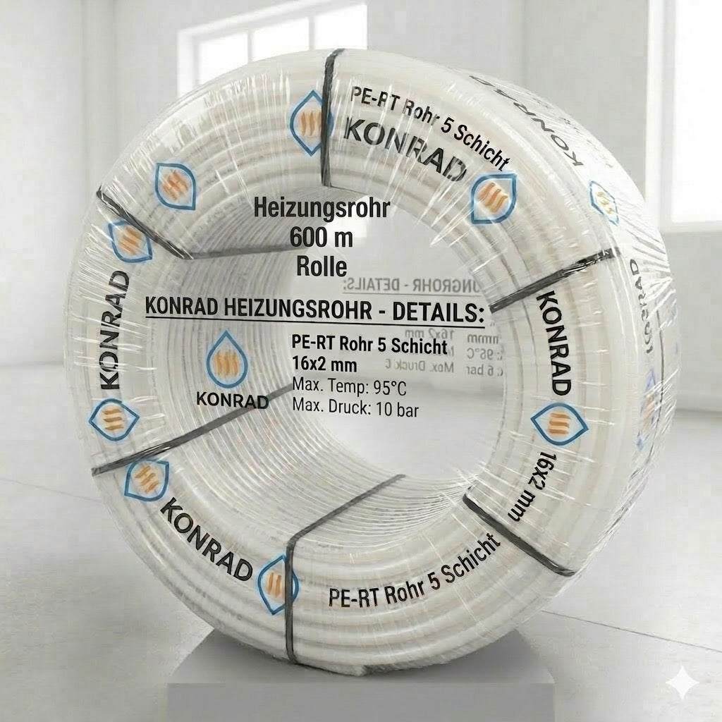 Fußbodenheizungsrohr PE-RT 16x2 mm 5-Schicht Rolle 600m