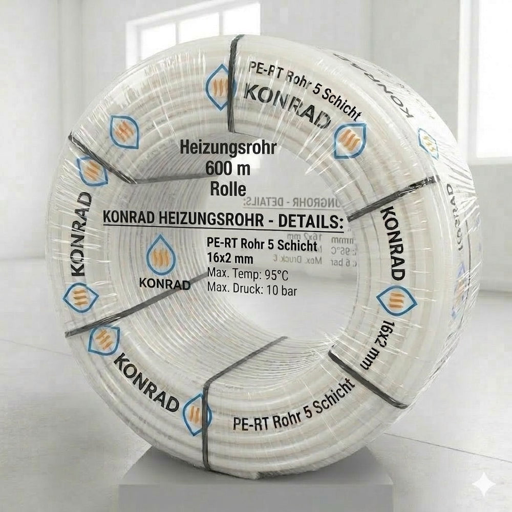 Fußbodenheizungsrohr PE-RT 16x2 mm 5-Schicht Rolle 600m