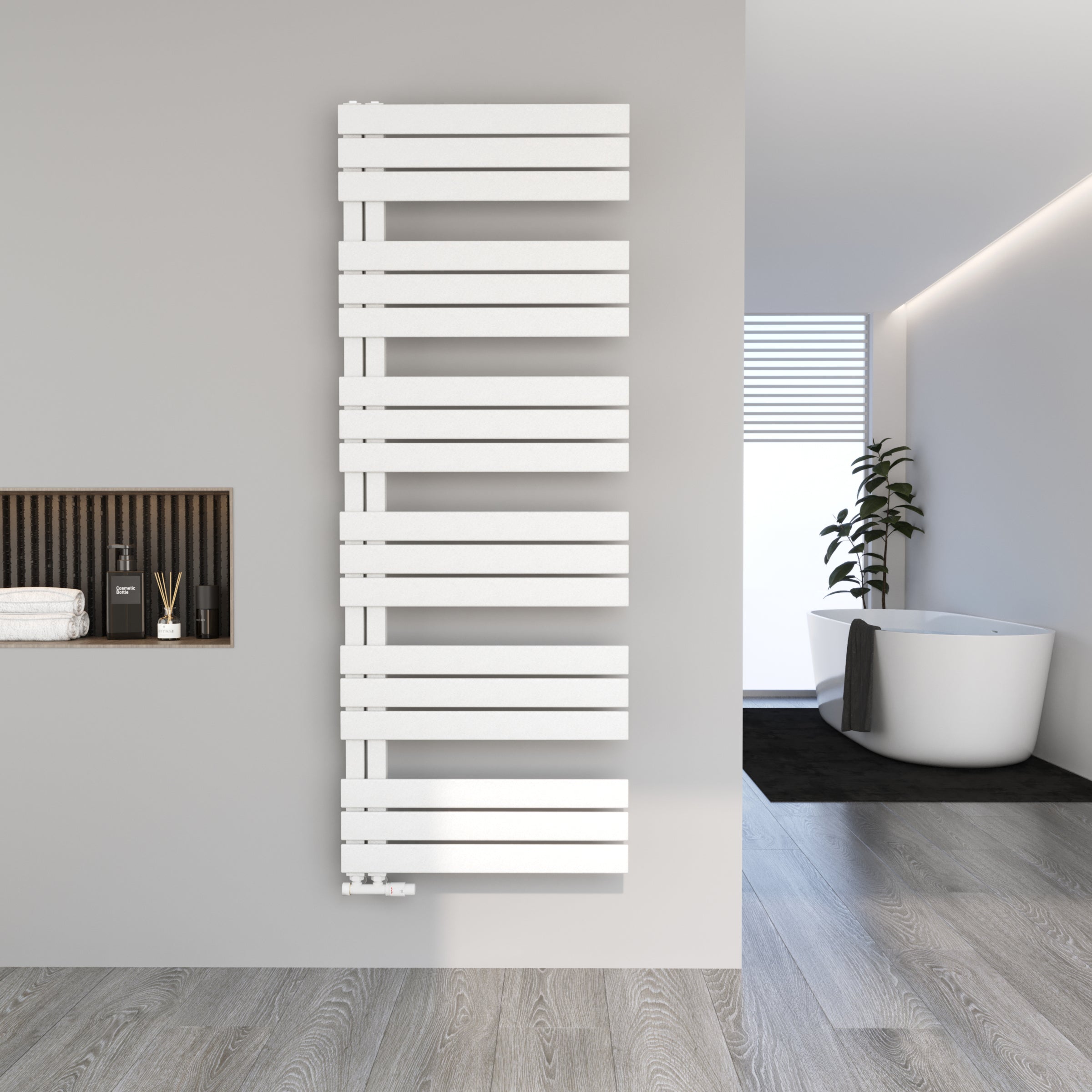 Handtuchheizkörper Design Badheizkörper ELDORA Seitlich offen rechts oder links Weiß