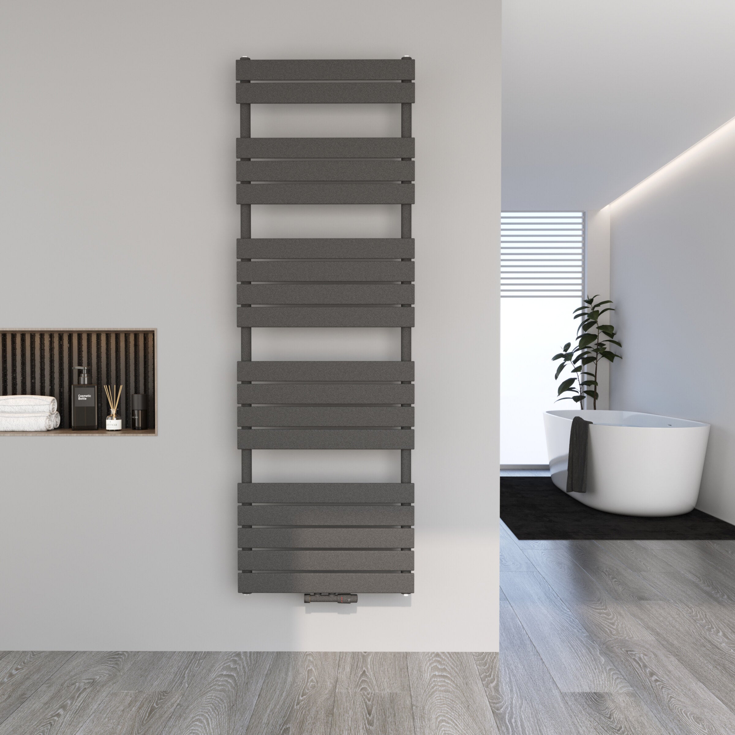 Handtuchheizkörper Badheizkörper Handtuchwärmer PANDORA Mittel- und Seitenanschluss Anthrazit