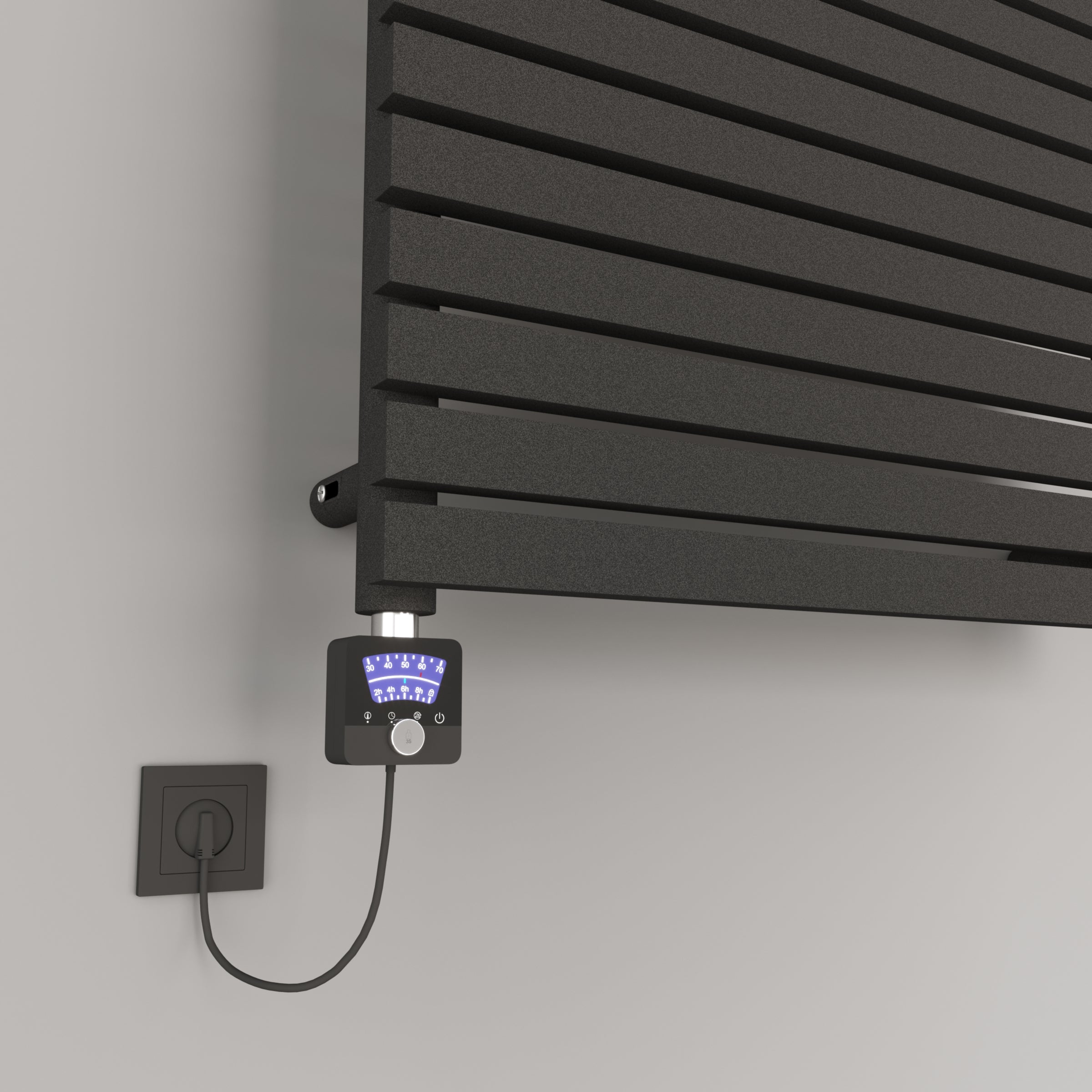 Handtuchheizkörper Badheizkörper Paneelheizkörper ZEUGMA Elektrisch inkl. Heizstab Schwarz