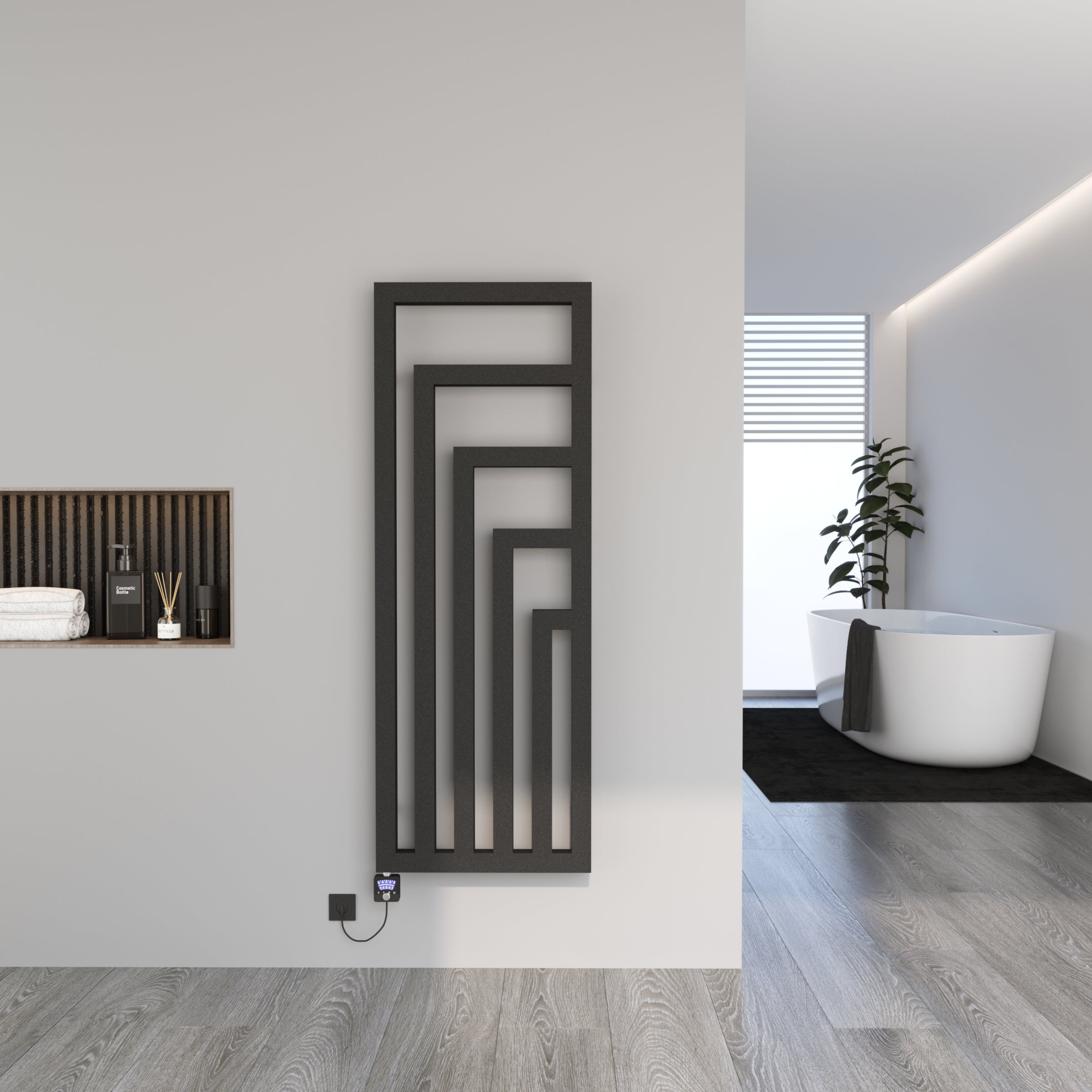 Design Handtuchheizkörper Badheizkörper elektrisch ELA Schwarz