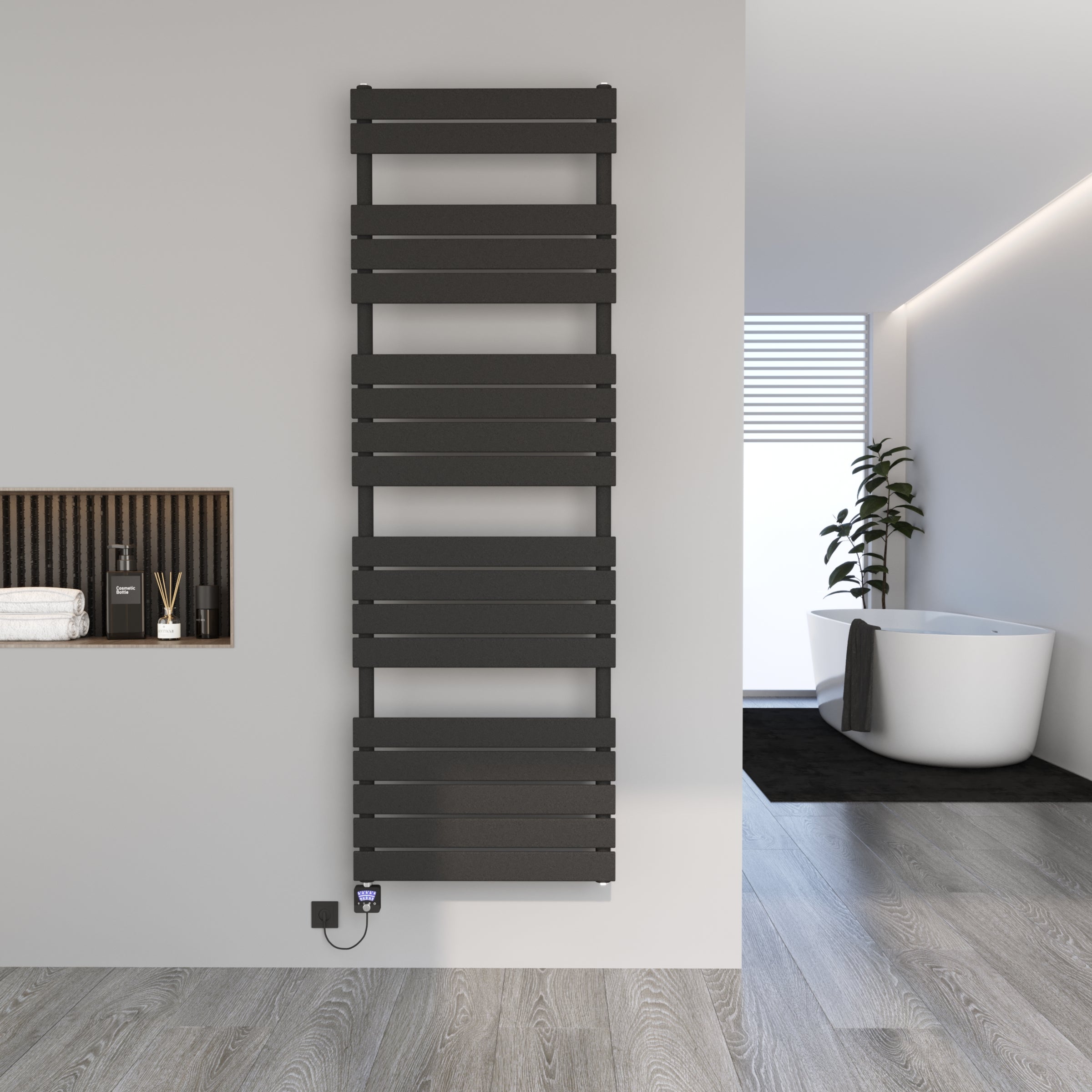 Handtuchheizkörper elektrisch Badheizkörper Handtuchwärmer PANDORA inkl. Heizstab Schwarz