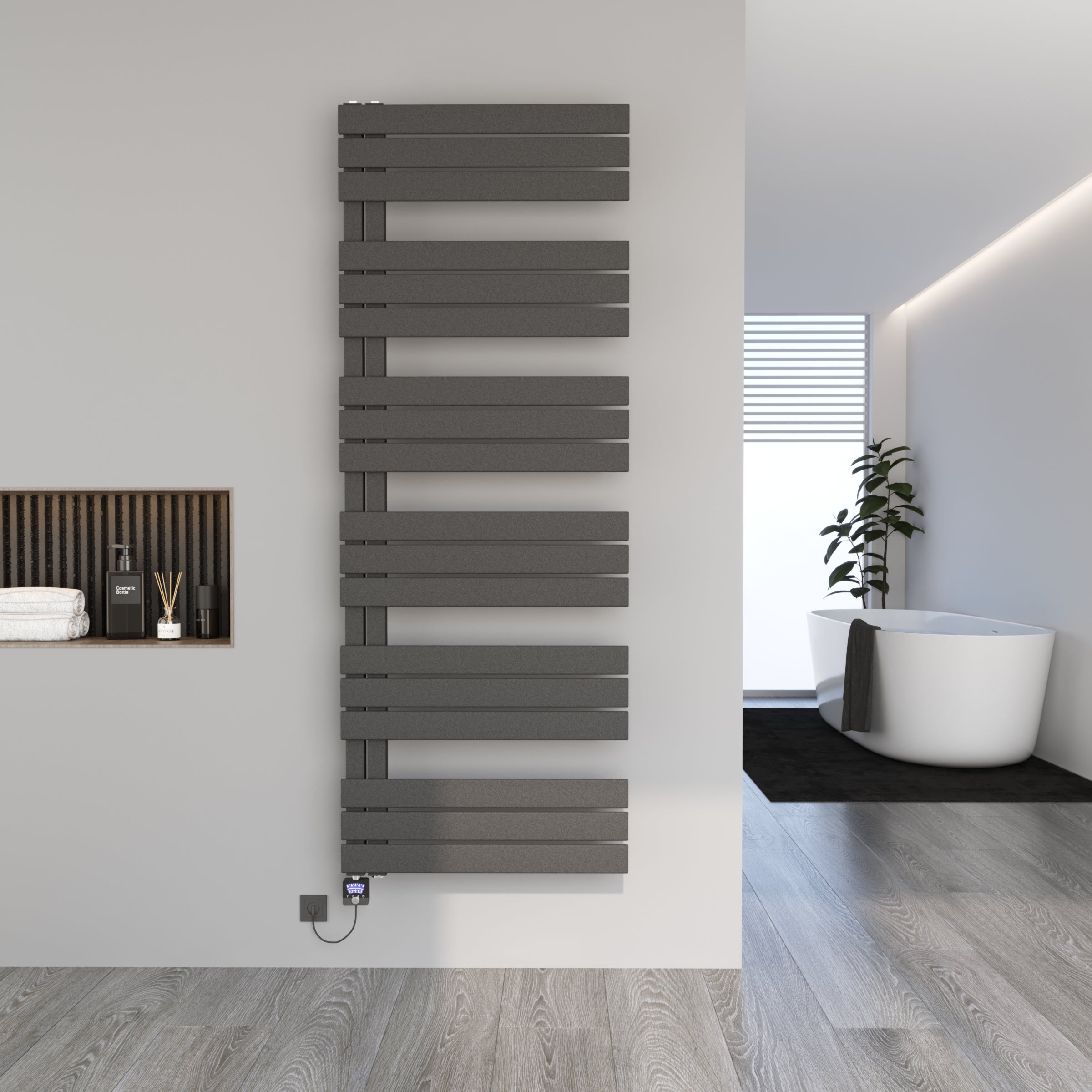 Handtuchheizkörper elektrisch Design Badheizkörper ELDORA inkl. Heizstab Anthrazit