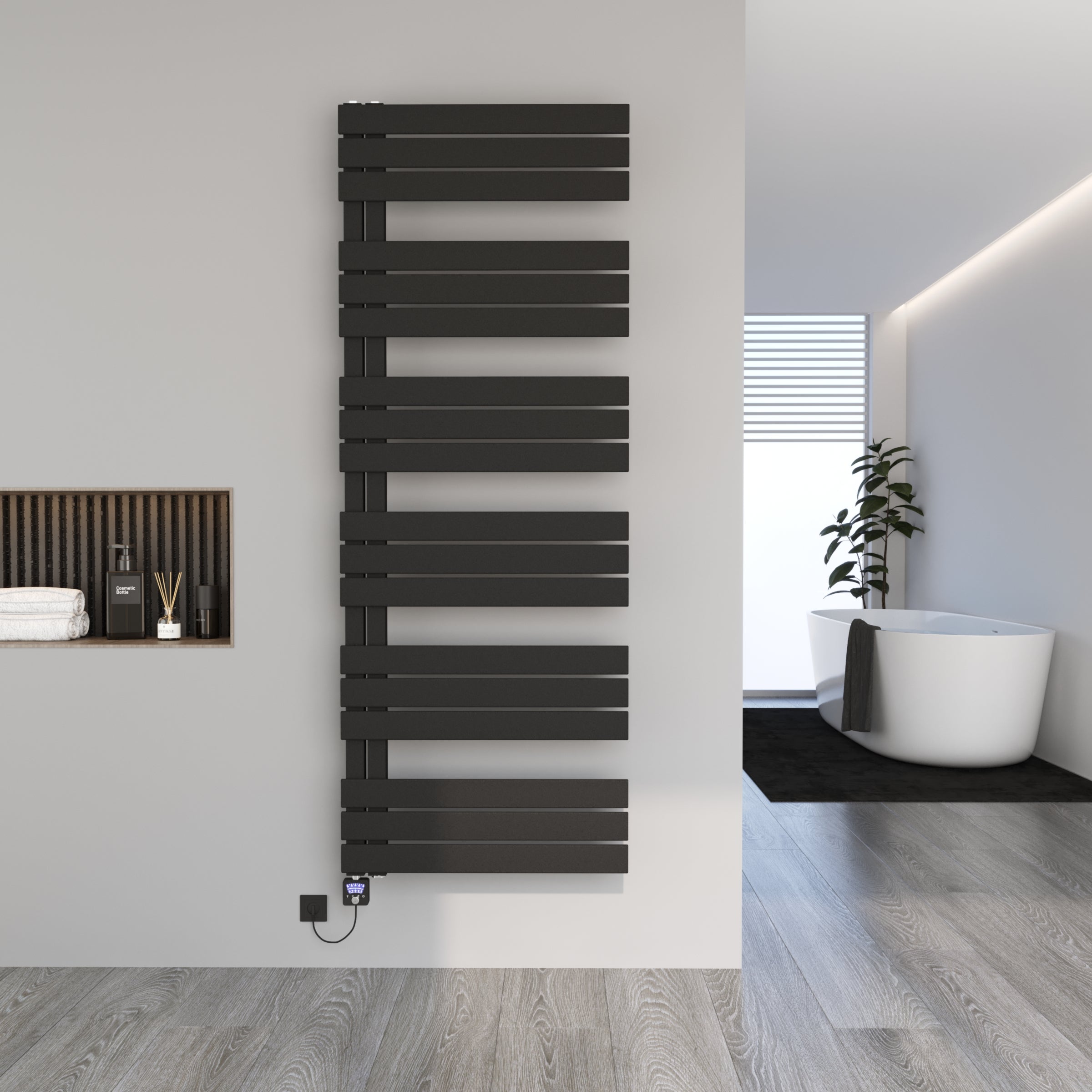 Handtuchheizkörper elektrisch Design Badheizkörper ELDORA inkl. Heizstab Schwarz