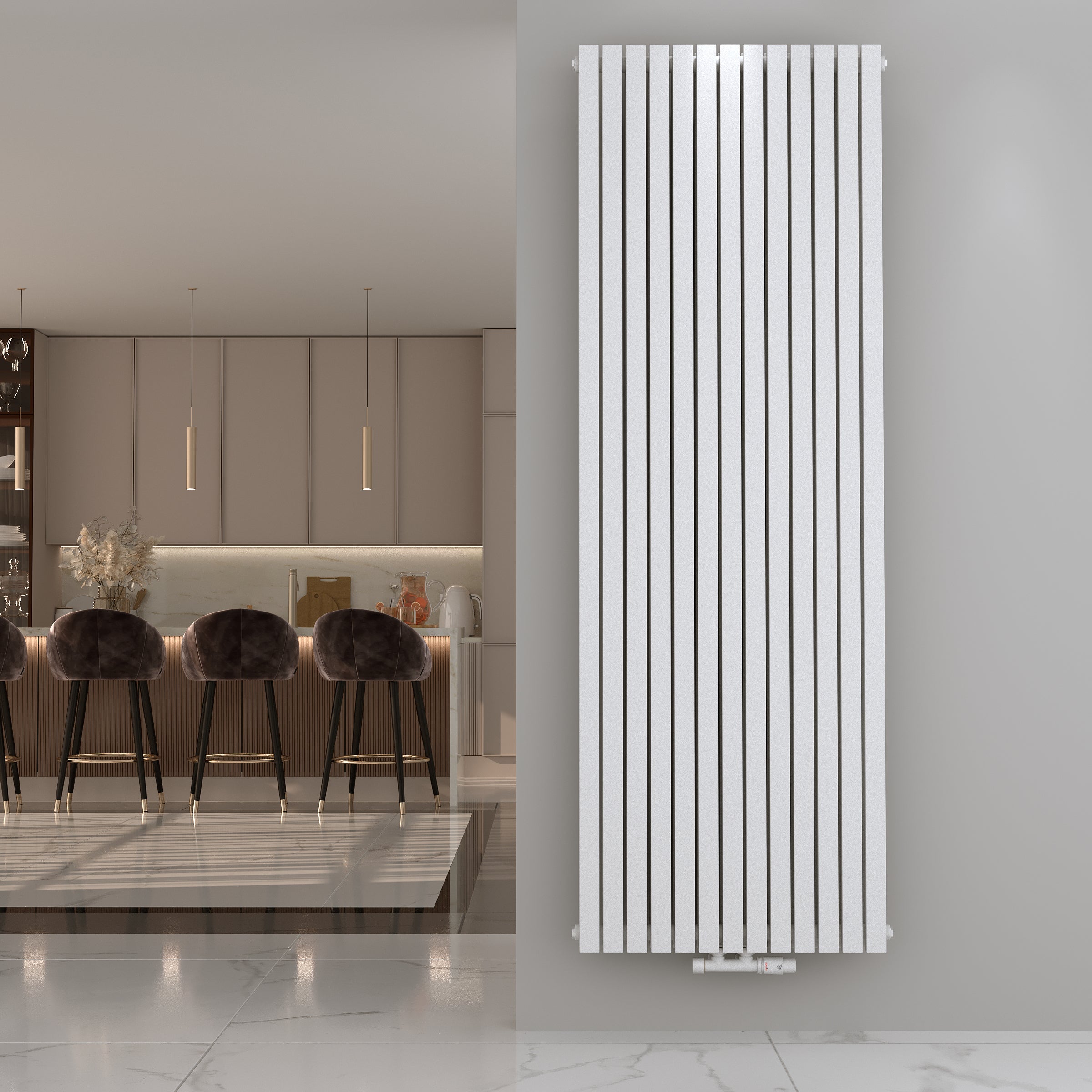 Wohnraumheizkörper Paneelheizkörper ZEUS Vertikal Doppellagig Mittelanschluss Weiß