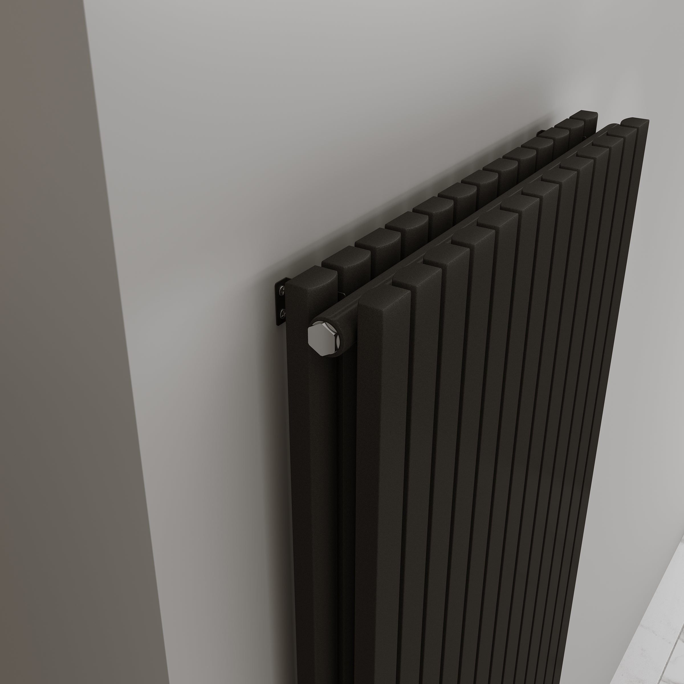 Wohnraumheizkörper Paneelheizkörper ZEUS Vertikal Doppellagig Mittelanschluss Schwarz