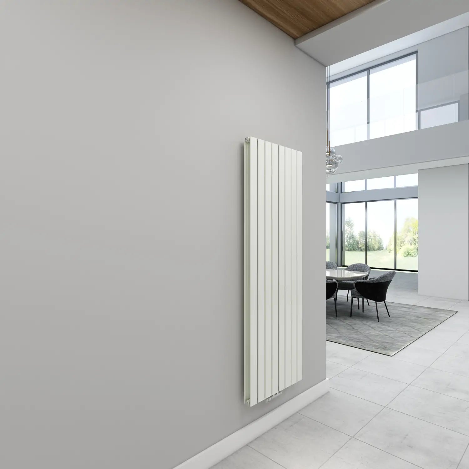 Paneelheizkörper Flachheizkörper SKYLINE Vertikal Doppellagig Mittelanschluss Weiß