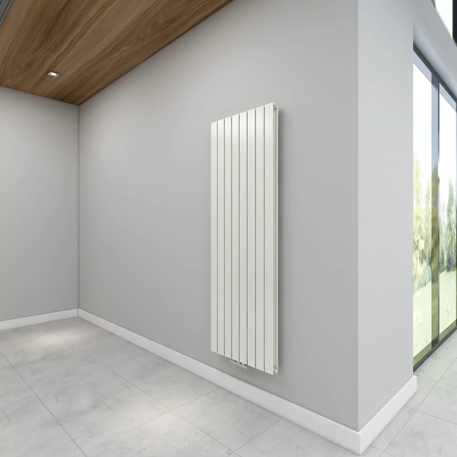 Paneelheizkörper Flachheizkörper SKYLINE Vertikal Doppellagig Mittelanschluss Weiß