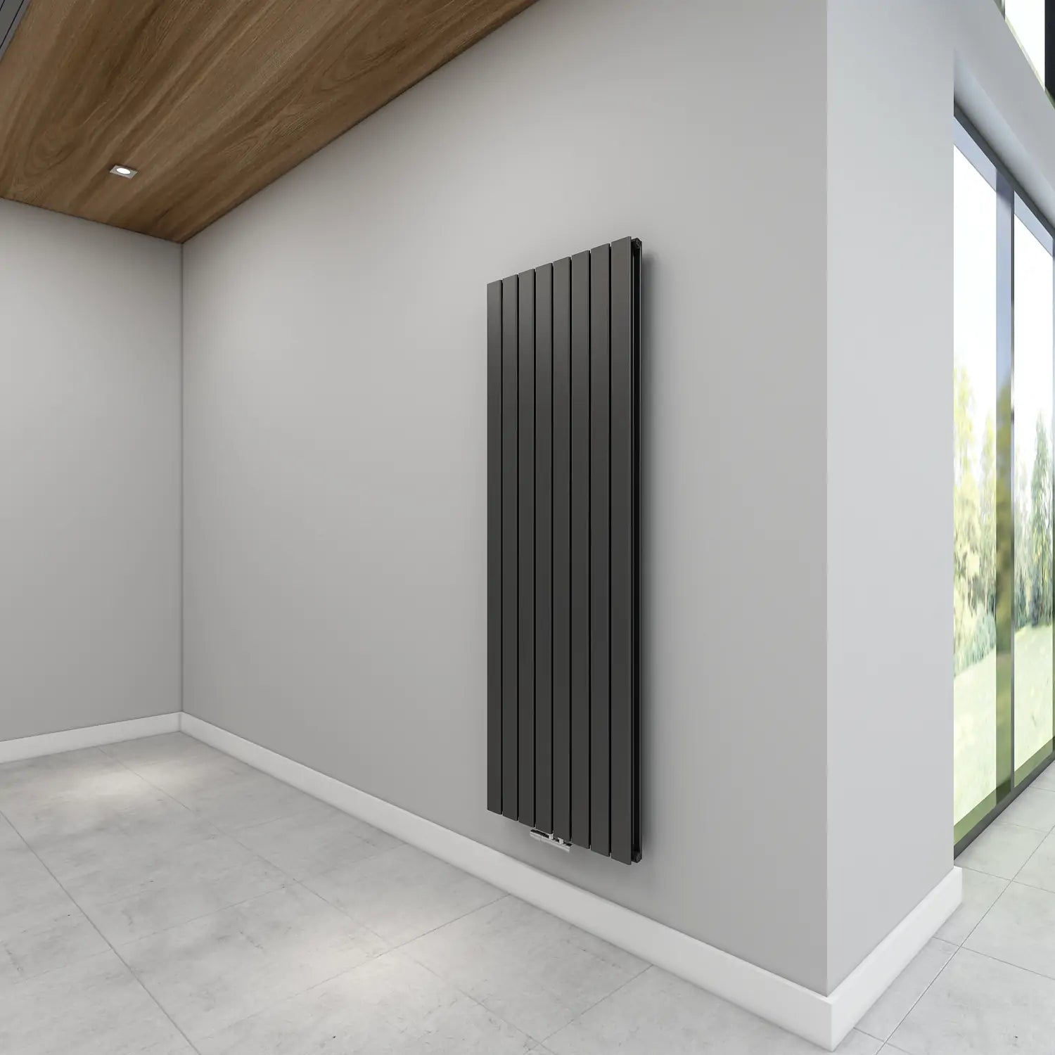 Paneelheizkörper Flachheizkörper SKYLINE Vertikal Doppellagig Mittelanschluss Weiß