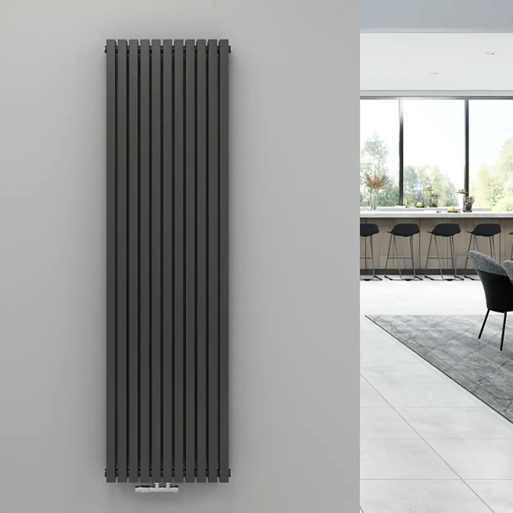 Wohnraumheizkörper Paneelheizkörper ZEUS Vertikal Doppellagig Mittelanschluss Anthrazit